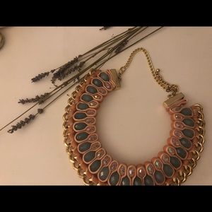 Beautiful pink and light blue statement necklace